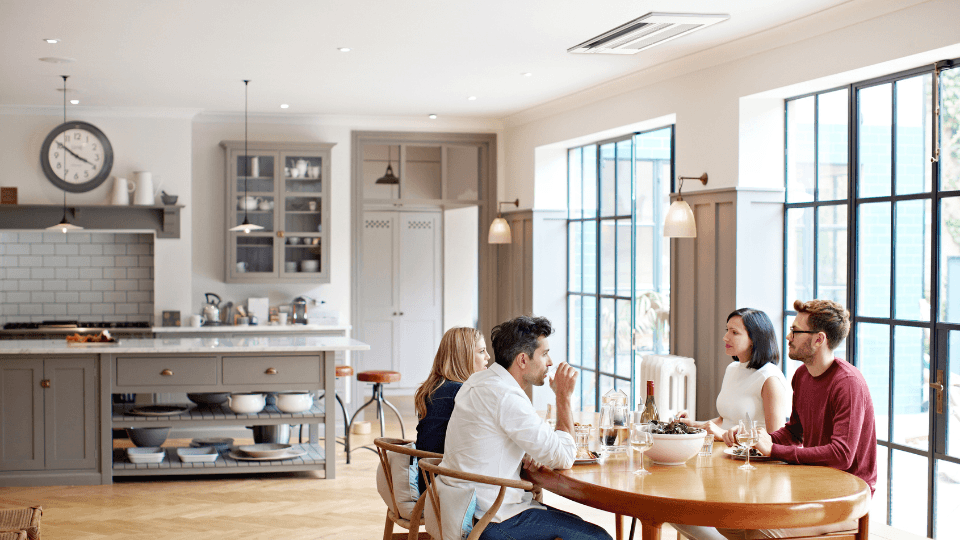 Family enjoying their heat pump system.