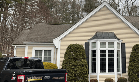 Outside modern home in Leominster, Massachusetts